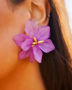 Brincos>Feversave Pendientes Flor Malva