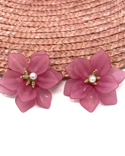 Brincos>Feversave Pendientes Flor rosa