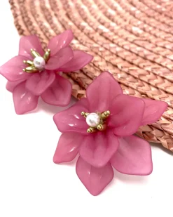 Brincos>Feversave Pendientes Flor rosa