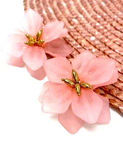 Brincos>Feversave Pendientes Flor rosa claro