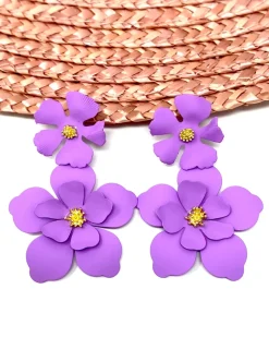 Brincos>Feversave Pendientes Flores Malva