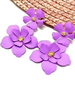 Brincos>Feversave Pendientes Flores Malva