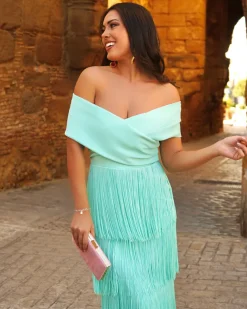 Batismos E Comunhões | Convidado Do Casamento>Feversave Vestido Afrodite Verde Água