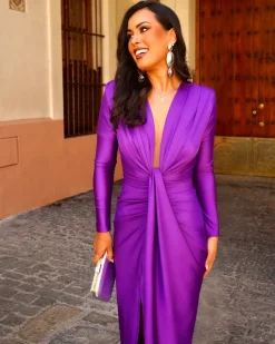 Batismos E Comunhões | Convidado Do Casamento>Feversave Vestido Aria Roxo