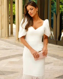 Batismos E Comunhões | Convidado Do Casamento>Feversave Vestido Dalia Branco