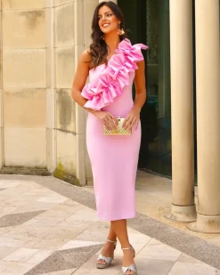 Batismos E Comunhões | Convidado Do Casamento>Feversave Vestido Rosa Carolina