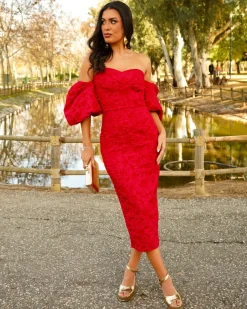 Batismos E Comunhões | Convidado Do Casamento>Feversave Vestido Selena Rojo